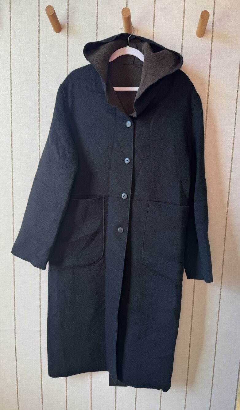 J Jill Reversible Hooded Overcoat Small Alpaca Wool Small Minimalist Capsule